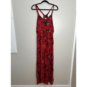 Free People Wide leg button‎ front floral tank jumpsuit size M